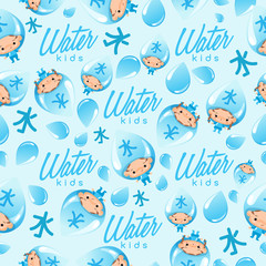 Boy and Girl in Chinese Five Elements Hat : Seamless Pattern : Vector Illustration