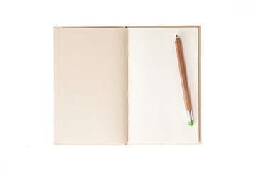 empty(blank) note with pencil isolated on the white background.