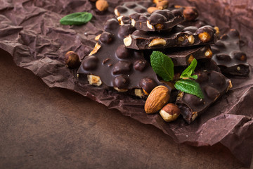 tasty chocolate bars with nuts