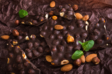 tasty chocolate bars with nuts