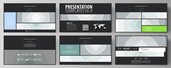Fototapeta na wymiar Business templates in HD format for presentation slides. Abstract vector layouts in flat design. Minimalistic background with lines. Gray color geometric shapes forming simple beautiful pattern.