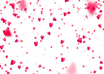 Valentines day background. Falling from above romantic pink love hearts