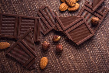 Pile of chocolate bars with nuts