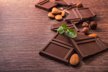 Pile of chocolate bars with nuts