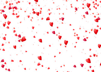 Heart background. Falling from above romantic red love particles