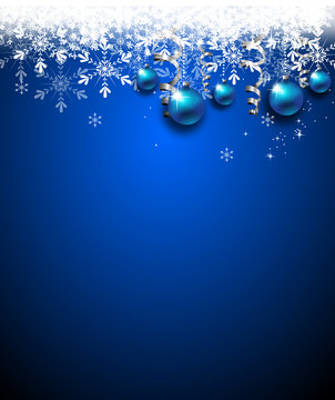 Christmas background decorated with christmas bulbs