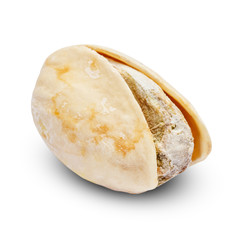 Roasted pistachio nut isolated on white background. Clipping path