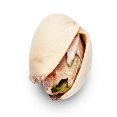 Roasted pistachio nut isolated on white background. Clipping path
