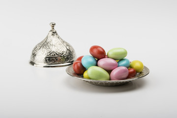 Tasty colorful dragee candles