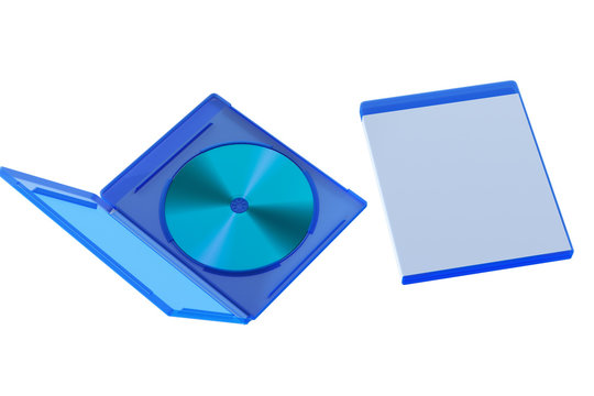Blank open Blu-ray Disk Box or Case  on white background. 3D render