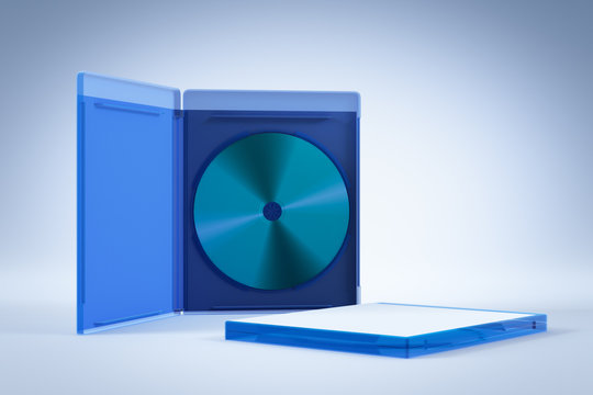 Blank open Blu-ray Disk Box or Case  on white background. 3D render