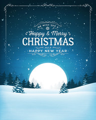 Vintage Christmas Landscape Postcard