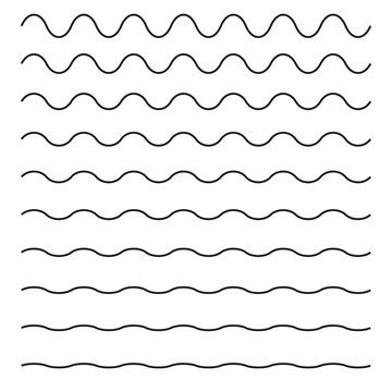 Set of wavy horizontal lines. Vector design element