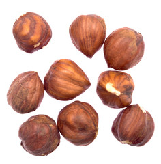 hazelnuts on white