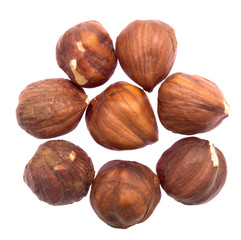 hazelnuts on white
