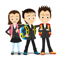 Naklejka premium Cheerful school children.