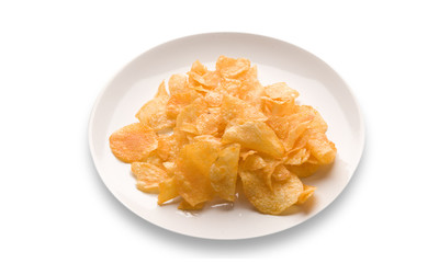 Kartoffel Chips auf weissen Teller