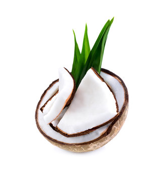 Slice coconut isolated on the white background.