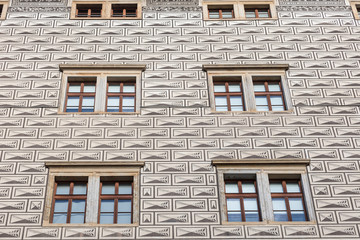 Façade d'un batiment de Prague, Vieille ville (Stare Mesto), Prague, Bohême, République tchèque, Europe