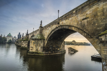 views of the city and the Charles  bridge over the Vltava