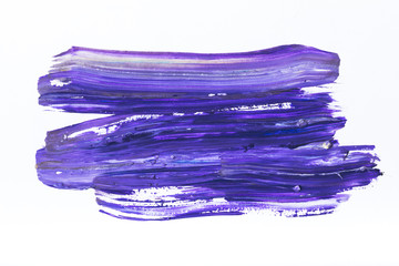 abstract painting with dark blue and purple brush strokes on white