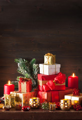 christmas gift box and decoration light