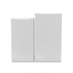 3d blank boxes vertical products template on white background 3d illustration