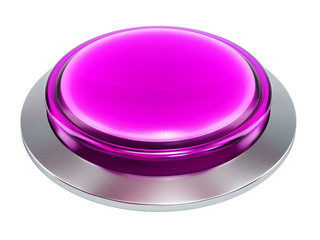 3d purple  shiny button. Round glass web icons with chrome frame on white background. 3d illustration