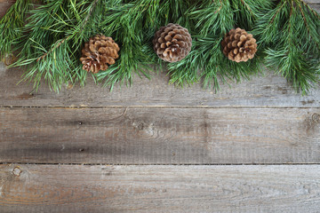 Christmas card on wooden background