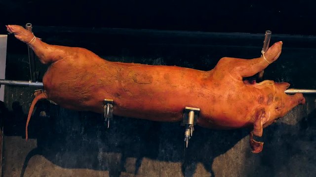 Suckling pig on grill