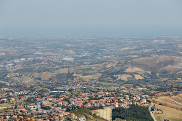 San Marino, San Marino - 10 August 2017: Panoramic view of the local surroundings.