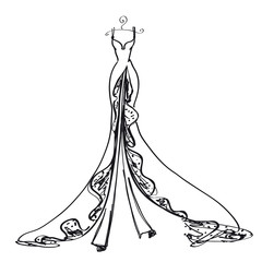 wedding dress design, black and white