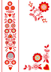 Folk ornament from South Bohemia (Pelhrimov region) / Vector floral pattern of traditional embroidery