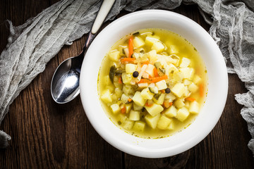 Cucumber soup with vegetables.