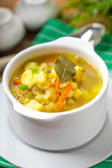 Cucumber soup with vegetables.