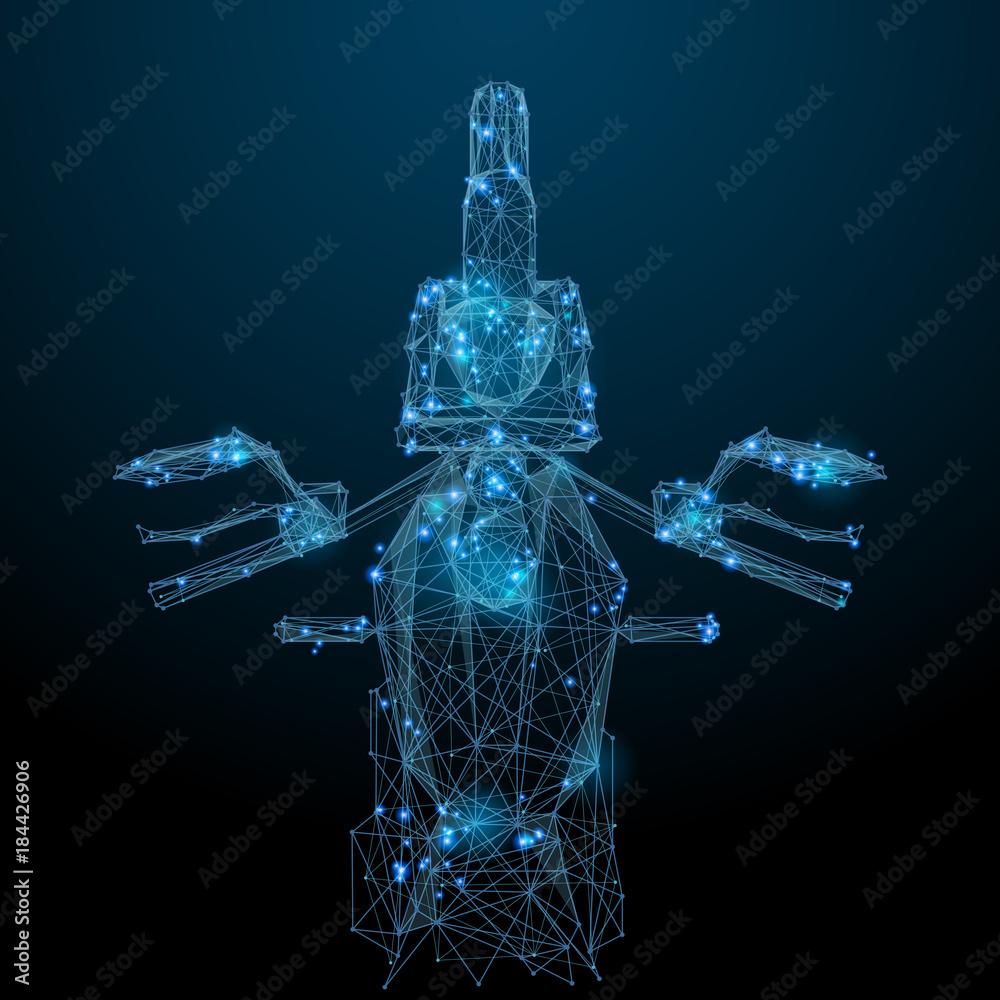Aufkleber abstract image of motorcycle in the form of a starry sky or space, consisting of points, lines, and 