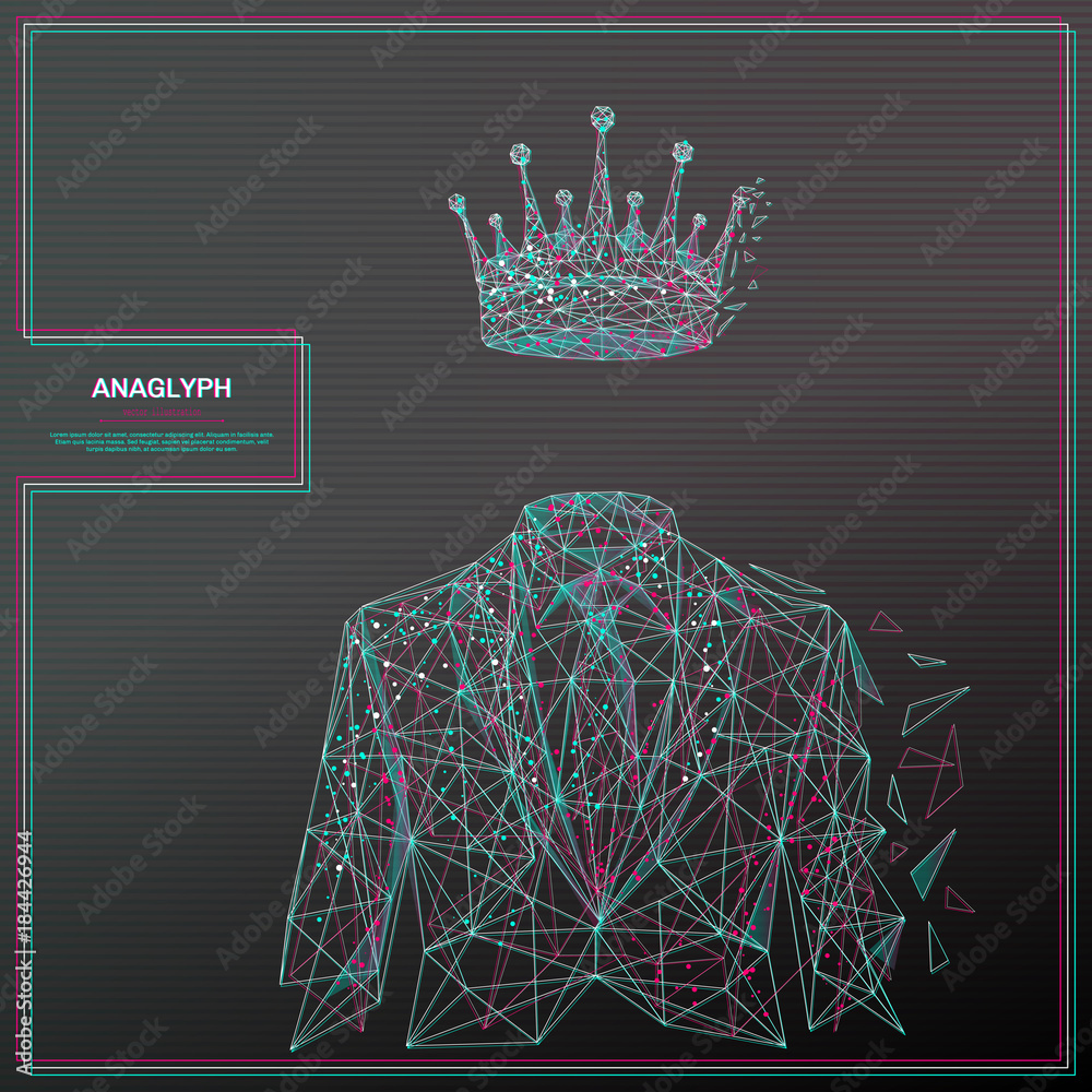Leinwandbilder vector distorted glitch concept. tv distortion 3d effect stereoscopic, anaglyph businessman in suit 