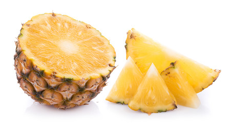 pineapple with slices isolated on white background