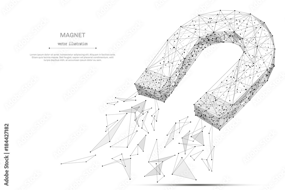 Poster abstract mash line and point magnet origami on white background with an inscription. starry sky or s