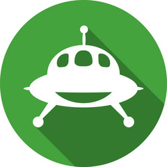 ufo vector icon with a white silhouette