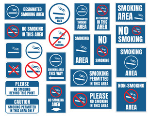 no smoking and smoking area labels