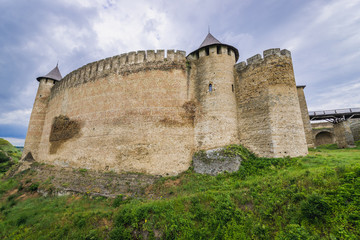 Fototapeta na wymiar Side view of Khotyn Fortress in Ukraine