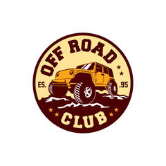 Colored  Off Road Car 4x4 Vehicle Logo Badge Template with Old Style Retro Vintage.  © mnaufal design