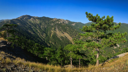 Fototapeta na wymiar Beautiful rocky mountains landscape panoramic view