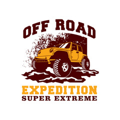 Colored  Off Road Car 4x4 Vehicle Logo Badge Template with Old Style Retro Vintage.  © mnaufal design