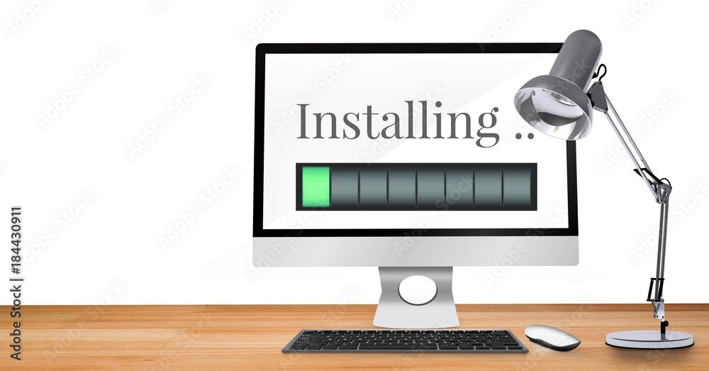 Aufkleber installing progress status power bar on computer