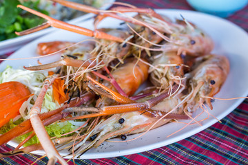 Grilled Shrimp and burn,Shrimp menu burned for luncheon dishes