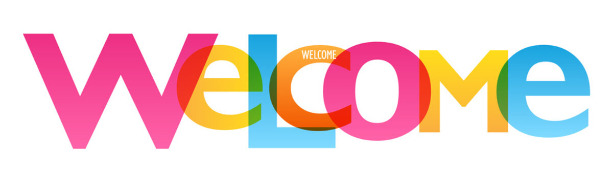 "WELCOME" colorful typography banner