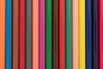 Close view of colorful pencils in a row