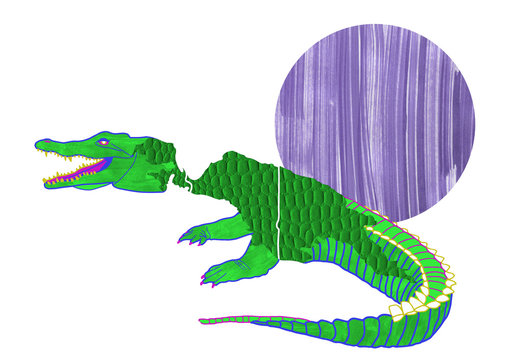 New Guinean Crocodile - drawing with map